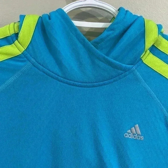 [L] ADIDAS  Response WOMENS Teal/ Lime PULLOVER HOODIE - Picture 2 of 10